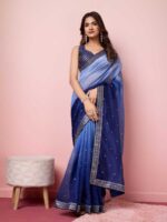 Blue Color Organza Saree