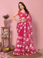 Pink Color Net Saree