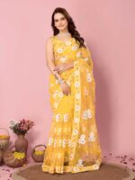 Yellow Color Net Saree
