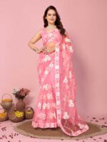 Pink Color Net Saree