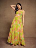 Green Color Fancy Indo Western Dress
