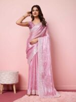 Pink Color Burberry Silk Saree