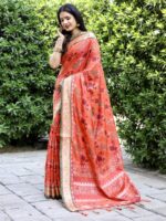Orange Color Handloom Silk Saree