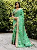 Rama Color Handloom Silk Saree