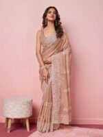Beige Color Tabby Silk Saree