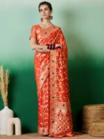 Orange Color Dola Cotton Saree