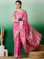 Pink Color Dola Cotton Saree