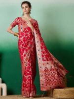 Red Color Dola Cotton Saree