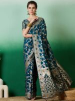 Teal Color Dola Cotton Saree