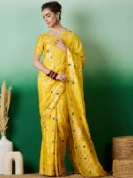 Yellow Color Dola Cotton Saree