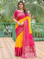 Yellow Color Dola Silk Saree