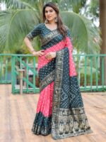 Salmon Color Dola Silk Saree