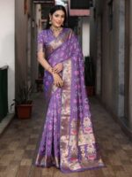 Lavender Color Dola Silk Saree
