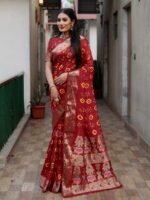 Maroon Color Dola Silk Saree
