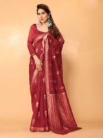 Maroon Color Chanderi Silk Saree