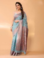 Blue Color Chanderi Silk Saree