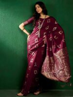 Burgundy Color Art Silk Saree