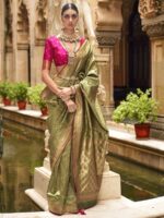 Olive Color Silk Saree
