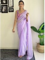 Purple Color Faux Georgette Saree