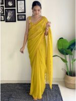 Mustard Color Faux Georgette Saree