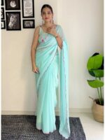 Sky Color Faux Georgette Saree