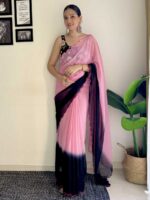 Pink Color Faux Georgette Saree