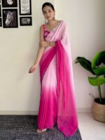Pink Color Faux Georgette Saree