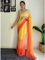 Yellow Color Faux Georgette Saree