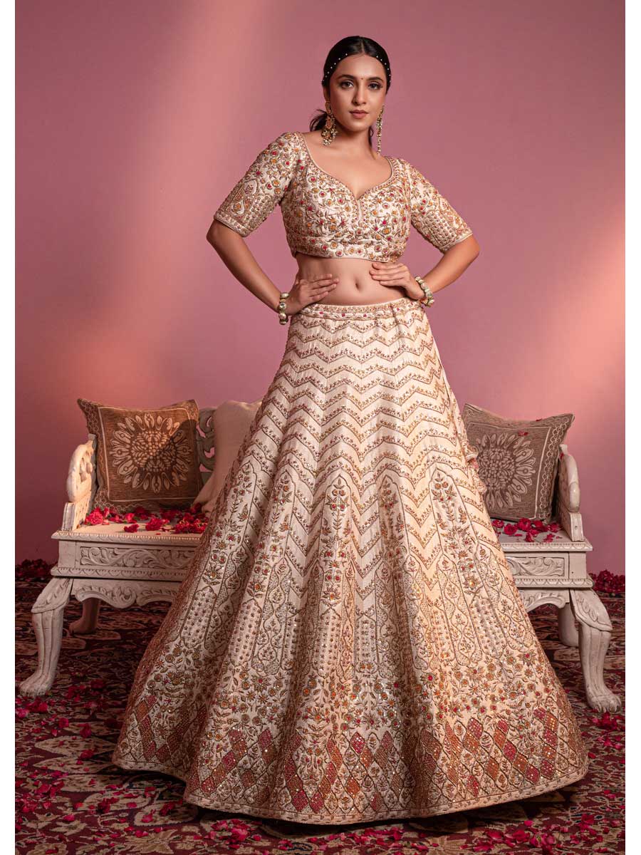 Off White Heavy Handwork Lehenga