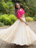 Off White and Pink Chanya Choli