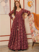 Red Printed Floor Length Kurti