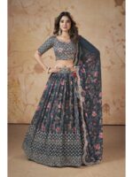 Blue Color Faux Georgette Lehenga Choli
