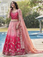 Pink Color Chinon Lehenga Choli