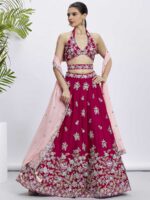 Rose Color Georgette Lehenga Choli