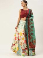 Cream Color Satin Silk Lehenga Choli