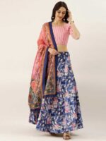 Dark Blue Color Satin Silk Lehenga Choli