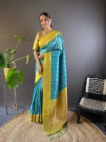 Firozi Color Soft Silk Saree