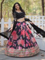 Black Color Faux Georgette Lehenga Choli