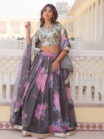 Grey Color Russion Silk Lehenga Choli