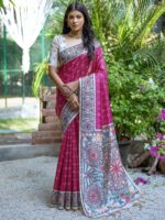 Pink Color Tussar Silk Saree