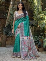 Rama Color Tussar Silk Saree
