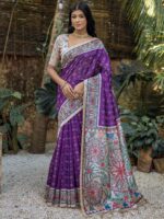 Purple Color Tussar Silk Saree