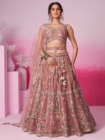 Rose Gold Color Net Lehenga Choli