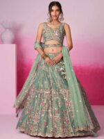 Pista Color Net Lehenga Choli