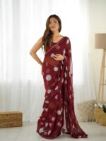 Coffee Color Faux Georgette Saree