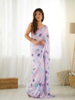 Lavender Color Faux Georgette Saree