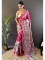 Pink Color Tussar Silk Saree