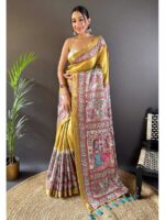 Gold Color Tussar Silk Saree