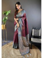Burgundy Color Soft Silk Saree