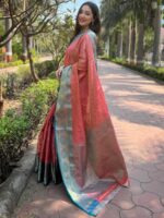 Peach Color Tissue Silk Saree